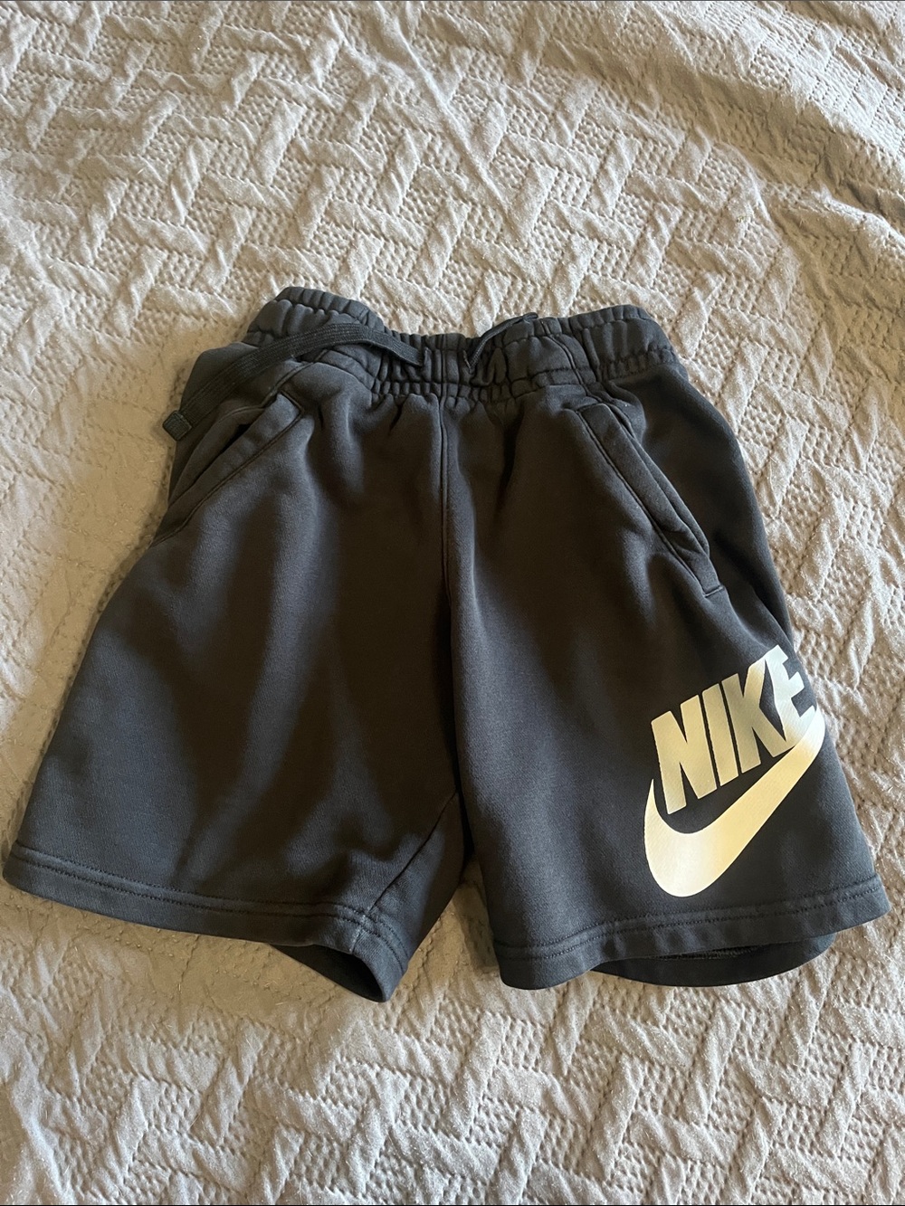 Nike Black Kids Athletic Shorts with White Logo